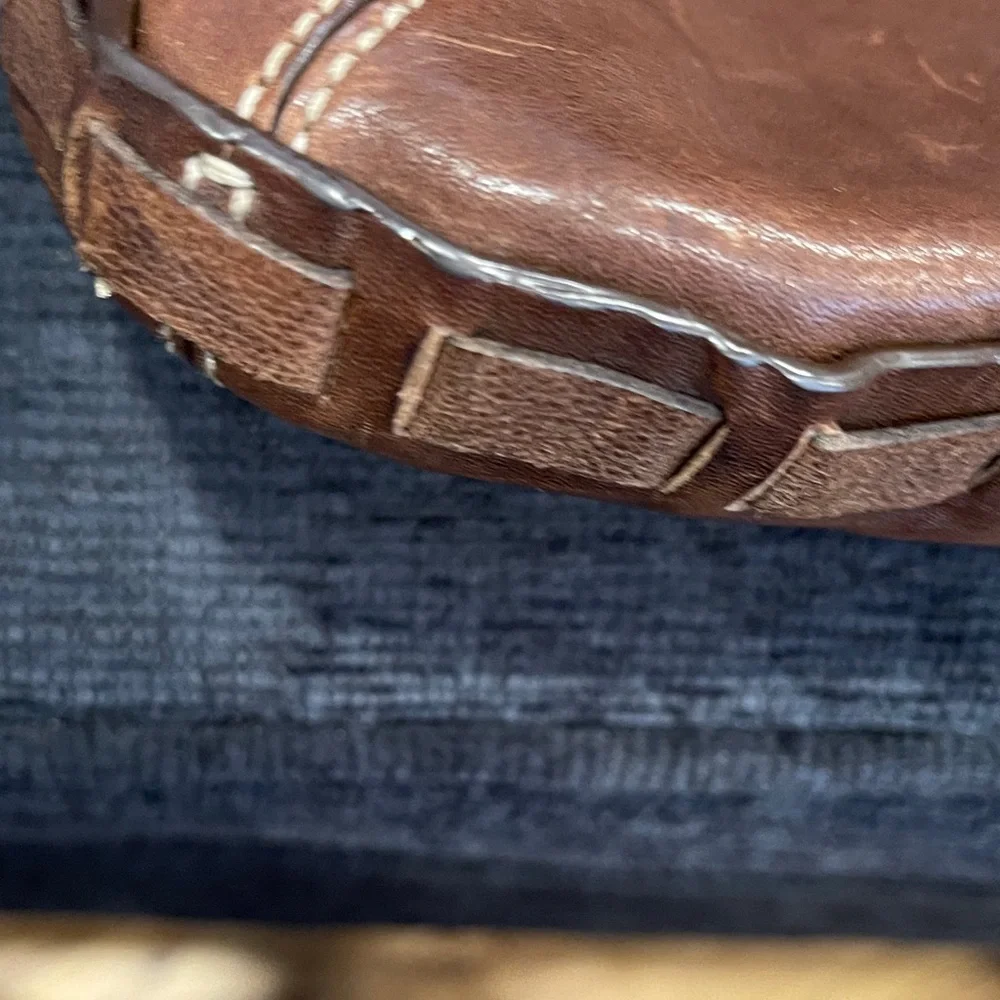 Coach Brown Braided Leather Shoulder Tote with Horsebit Accent - Picture 9 of 13